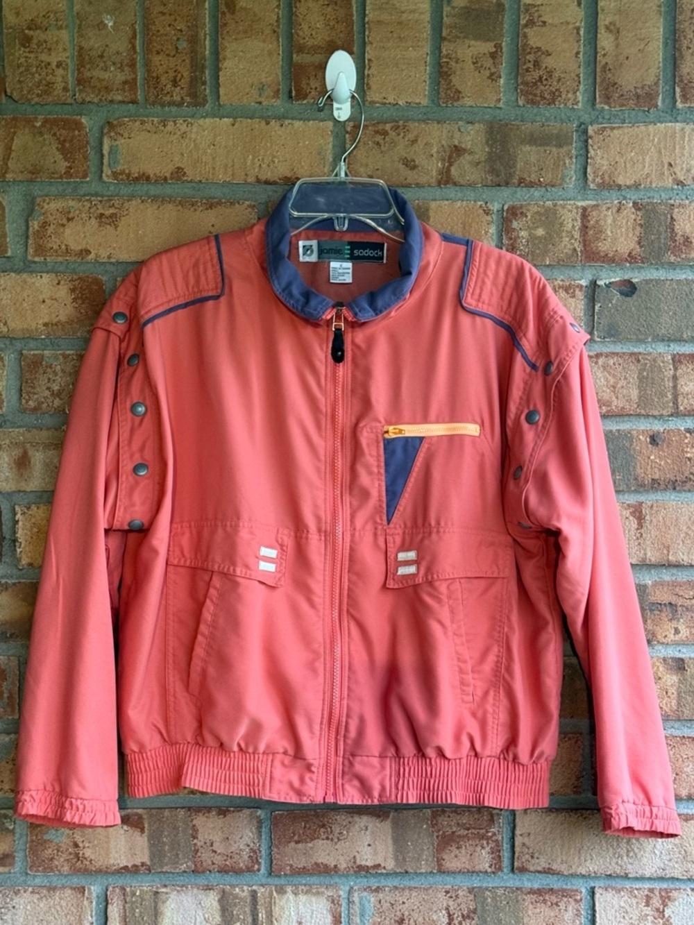 Vintage Jamie Sadock Coral Cargo Zip Up Windbreaker Jacket Detachable Sleeves S